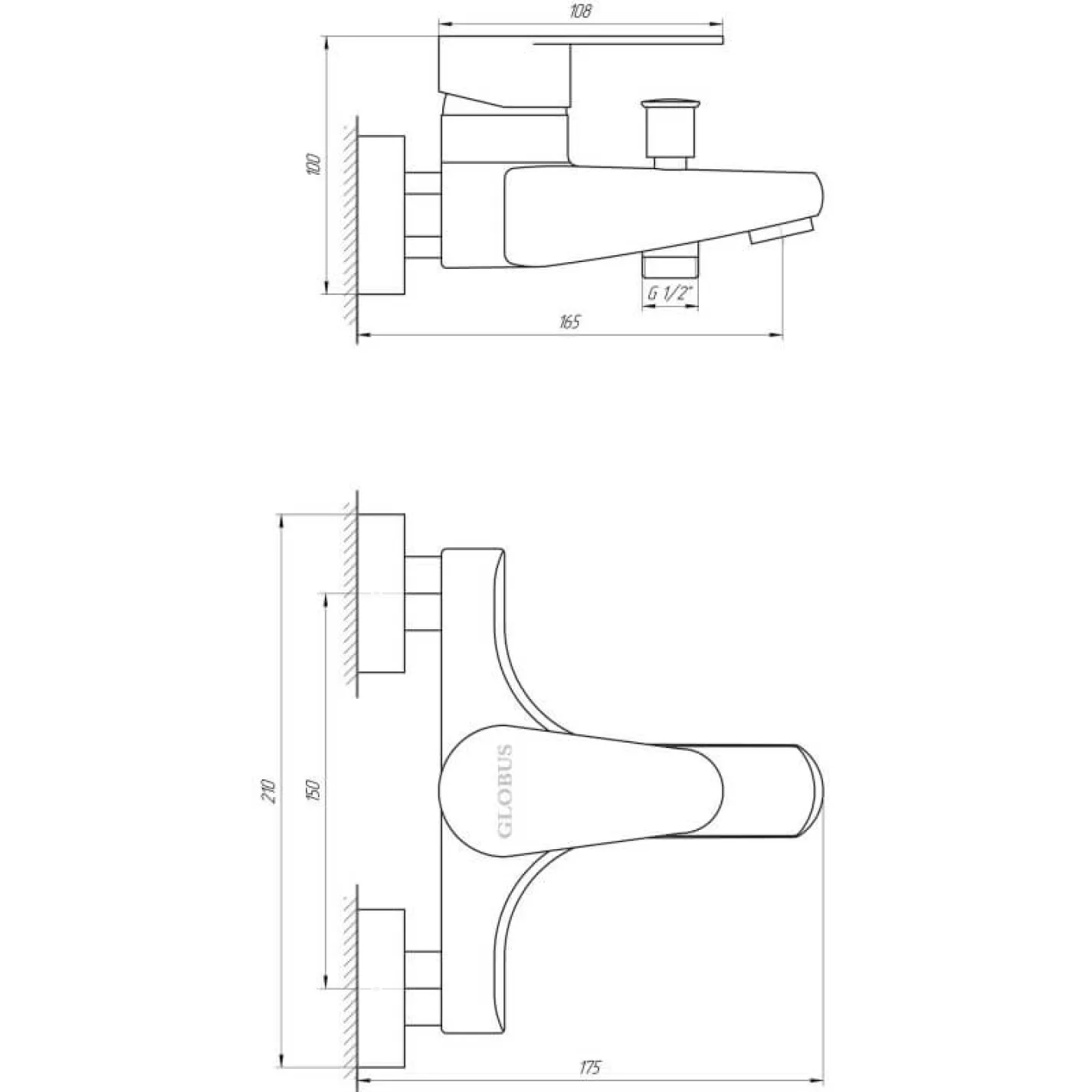 Змішувач для ванни Globus Lux Main SM-102 - Фото 1